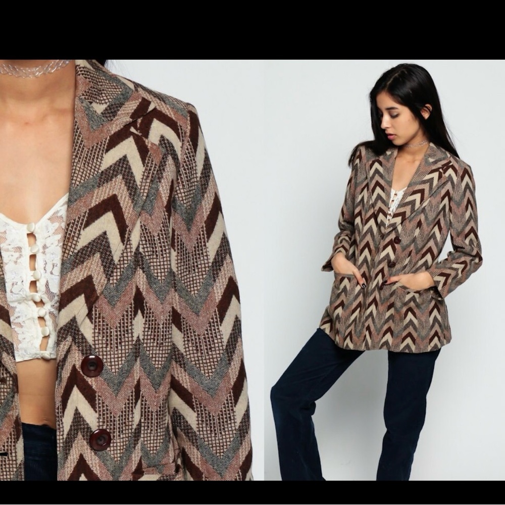 Vintage 70s Chevron patterned blazer